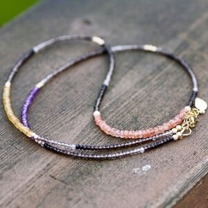 Citrine Amethyst Sunstone Wrap Bracelet Convertible Necklace 14k Gold Filled